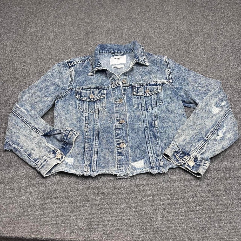 Vervet Los Angeles distressed cropped denim jacket Size Small